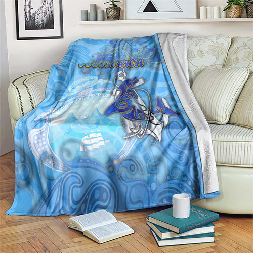 Ocean Spirit of Costa Rica Blanket Anchored in Costa Rican Pride - Aussie Hoodie