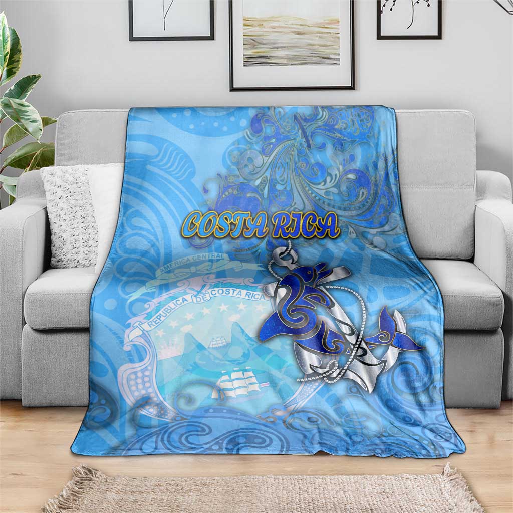 Ocean Spirit of Costa Rica Blanket Anchored in Costa Rican Pride - Aussie Hoodie