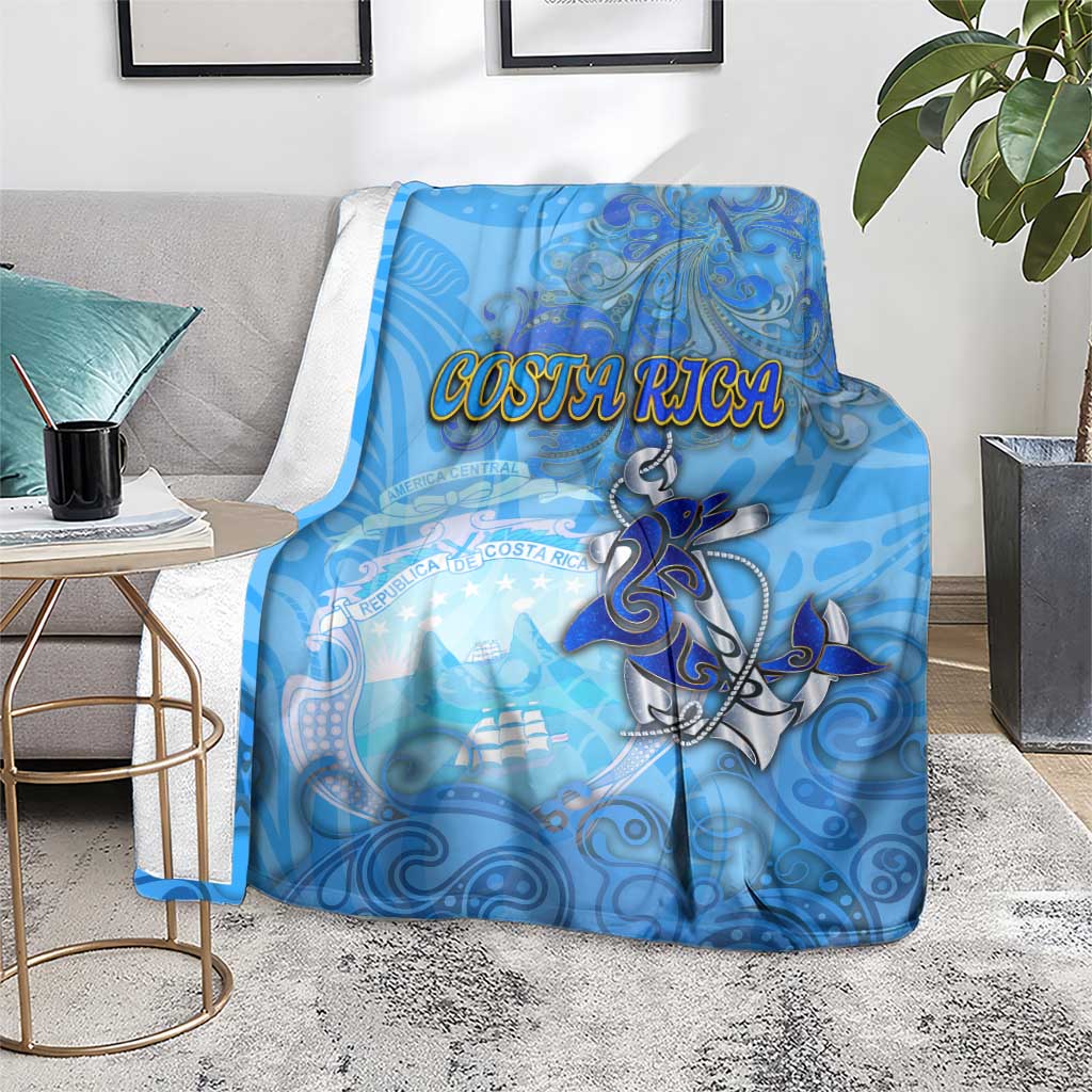 Ocean Spirit of Costa Rica Blanket Anchored in Costa Rican Pride - Aussie Hoodie