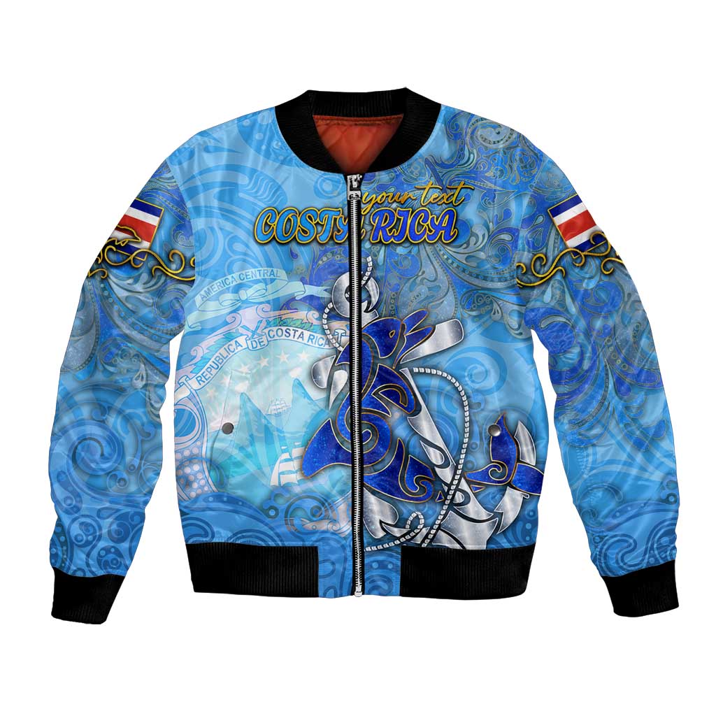 Ocean Spirit of Costa Rica Bomber Jacket Anchored in Costa Rican Pride - Aussie Hoodie