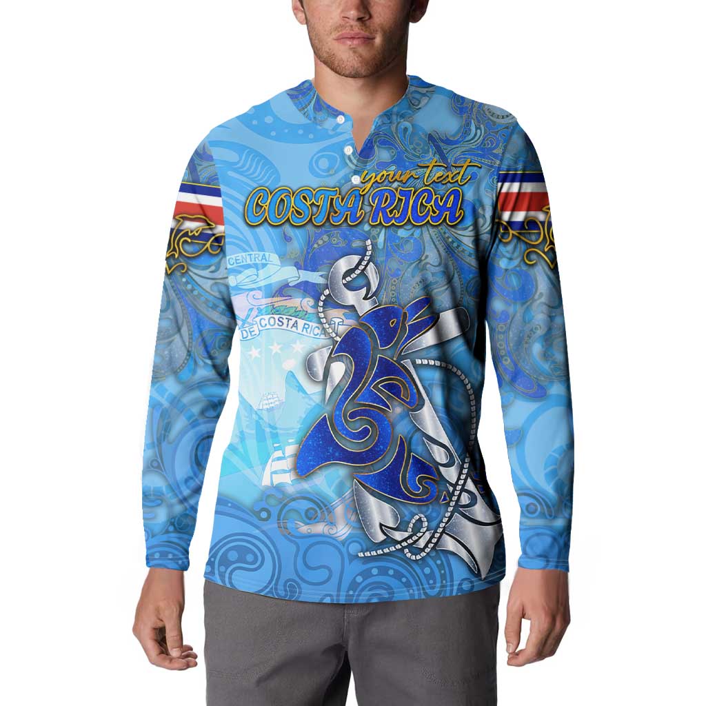 Ocean Spirit of Costa Rica Button Sweatshirt Anchored in Costa Rican Pride - Aussie Hoodie