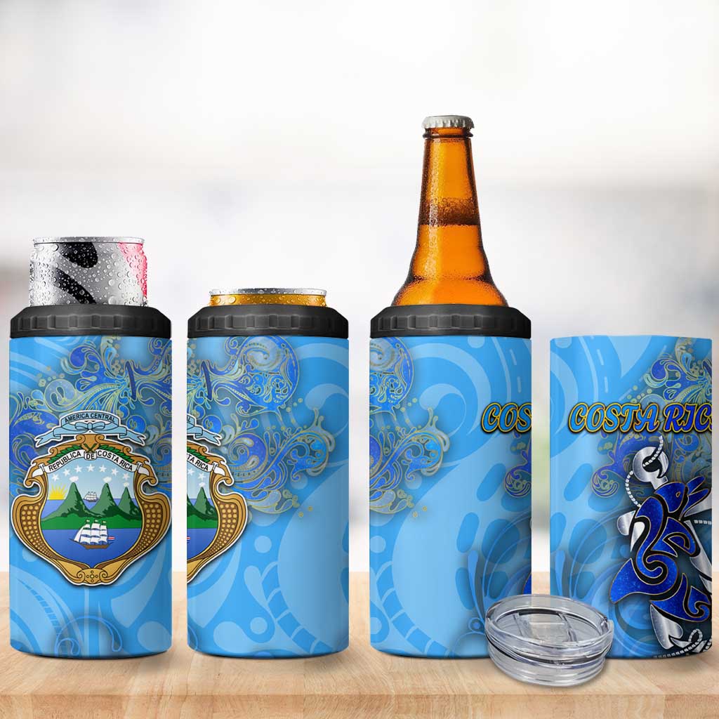 Ocean Spirit of Costa Rica 4 in 1 Can Cooler Tumbler Anchored in Costa Rican Pride - Aussie Hoodie