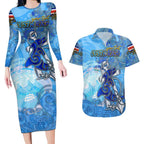Ocean Spirit of Costa Rica Couples Matching Long Sleeve Bodycon Dress and Hawaiian Shirt Anchored in Costa Rican Pride - Aussie Hoodie