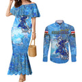 Ocean Spirit of Costa Rica Couples Matching Mermaid Dress and Long Sleeve Button Shirt Anchored in Costa Rican Pride - Aussie Hoodie
