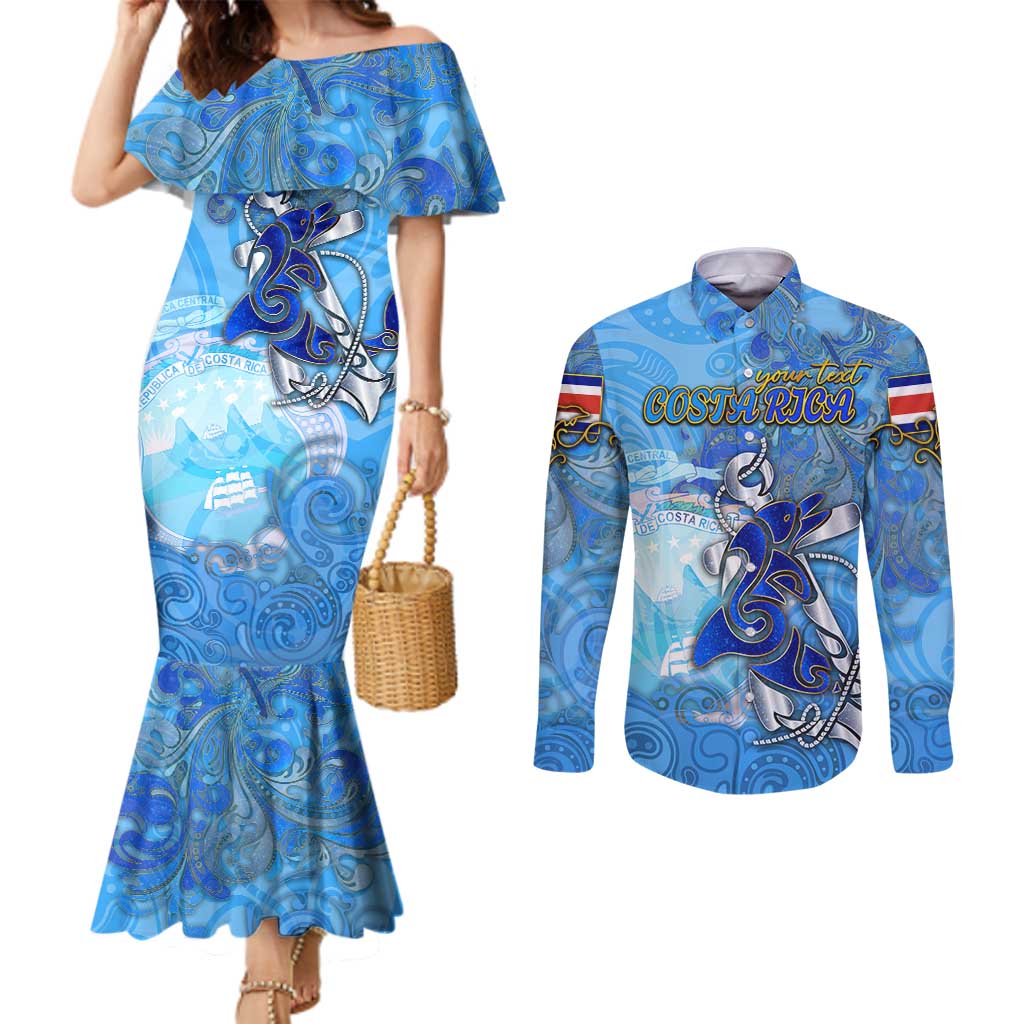 Ocean Spirit of Costa Rica Couples Matching Mermaid Dress and Long Sleeve Button Shirt Anchored in Costa Rican Pride - Aussie Hoodie