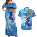 Ocean Spirit of Costa Rica Couples Matching Off Shoulder Maxi Dress and Hawaiian Shirt Anchored in Costa Rican Pride - Aussie Hoodie