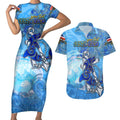 Ocean Spirit of Costa Rica Couples Matching Short Sleeve Bodycon Dress and Hawaiian Shirt Anchored in Costa Rican Pride - Aussie Hoodie