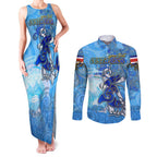 Ocean Spirit of Costa Rica Couples Matching Tank Maxi Dress and Long Sleeve Button Shirt Anchored in Costa Rican Pride - Aussie Hoodie