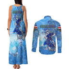 Ocean Spirit of Costa Rica Couples Matching Tank Maxi Dress and Long Sleeve Button Shirt Anchored in Costa Rican Pride - Aussie Hoodie