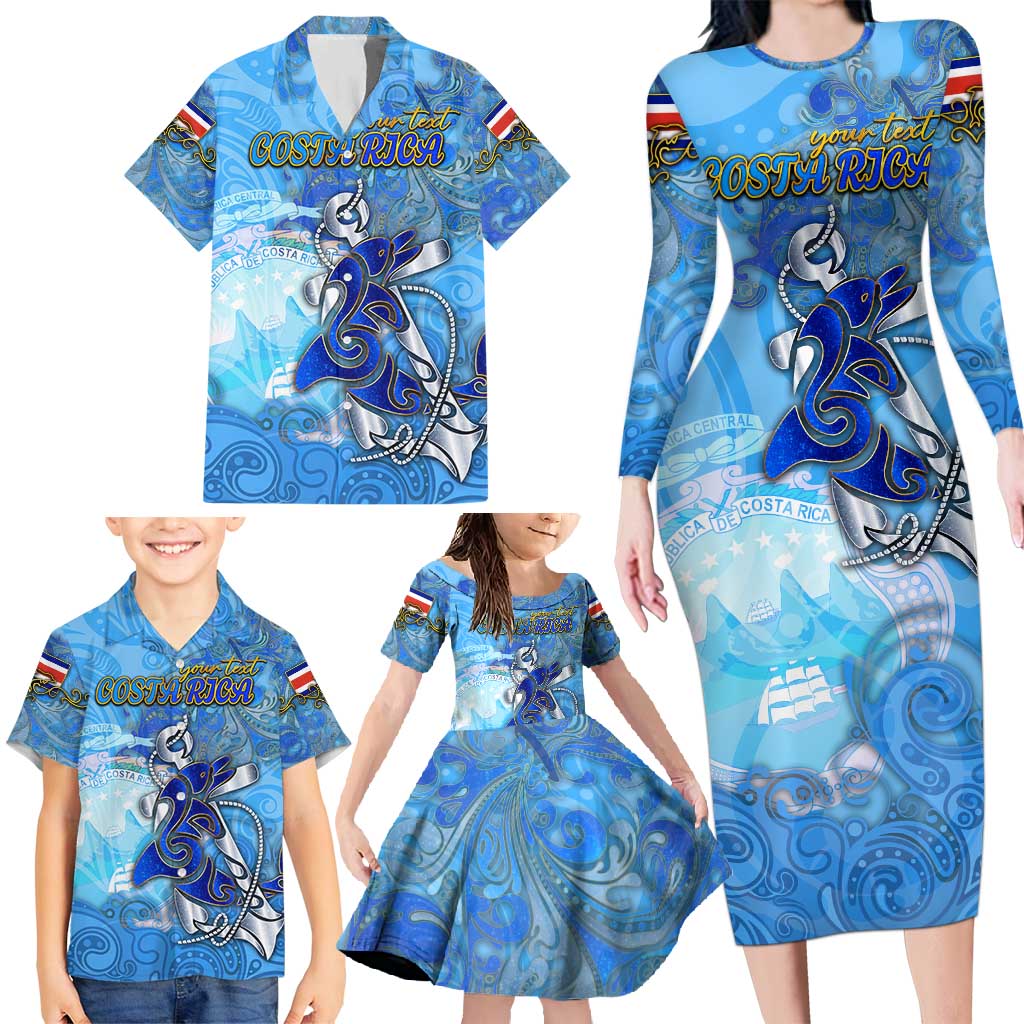 Ocean Spirit of Costa Rica Family Matching Long Sleeve Bodycon Dress and Hawaiian Shirt Anchored in Costa Rican Pride - Aussie Hoodie