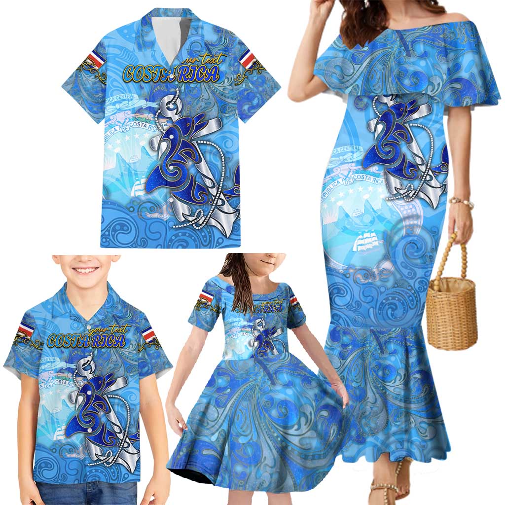 Ocean Spirit of Costa Rica Family Matching Mermaid Dress and Hawaiian Shirt Anchored in Costa Rican Pride - Aussie Hoodie