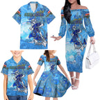 Ocean Spirit of Costa Rica Family Matching Off The Shoulder Long Sleeve Dress and Hawaiian Shirt Anchored in Costa Rican Pride - Aussie Hoodie