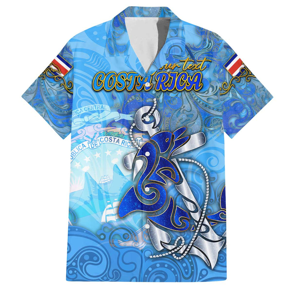 Ocean Spirit of Costa Rica Family Matching Off The Shoulder Long Sleeve Dress and Hawaiian Shirt Anchored in Costa Rican Pride - Aussie Hoodie
