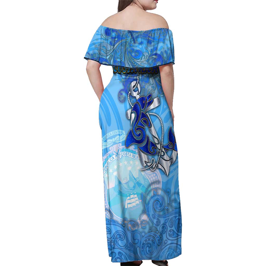 Ocean Spirit of Costa Rica Family Matching Off Shoulder Maxi Dress and Hawaiian Shirt Anchored in Costa Rican Pride - Aussie Hoodie