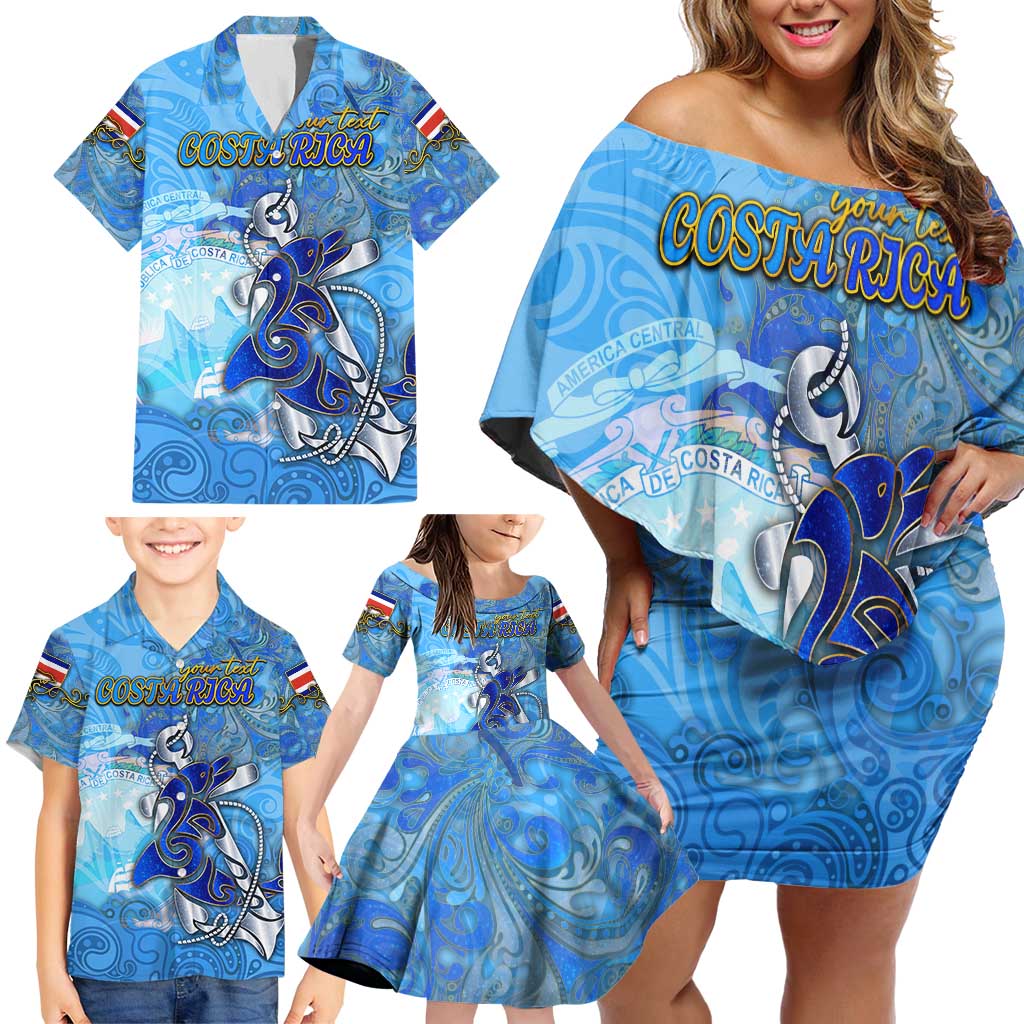 Ocean Spirit of Costa Rica Family Matching Off Shoulder Short Dress and Hawaiian Shirt Anchored in Costa Rican Pride - Aussie Hoodie