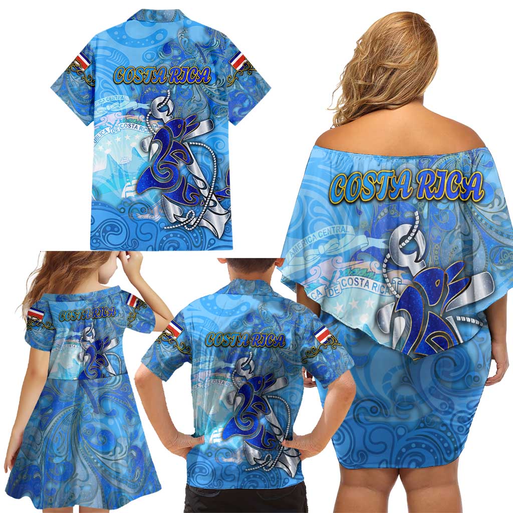 Ocean Spirit of Costa Rica Family Matching Off Shoulder Short Dress and Hawaiian Shirt Anchored in Costa Rican Pride - Aussie Hoodie