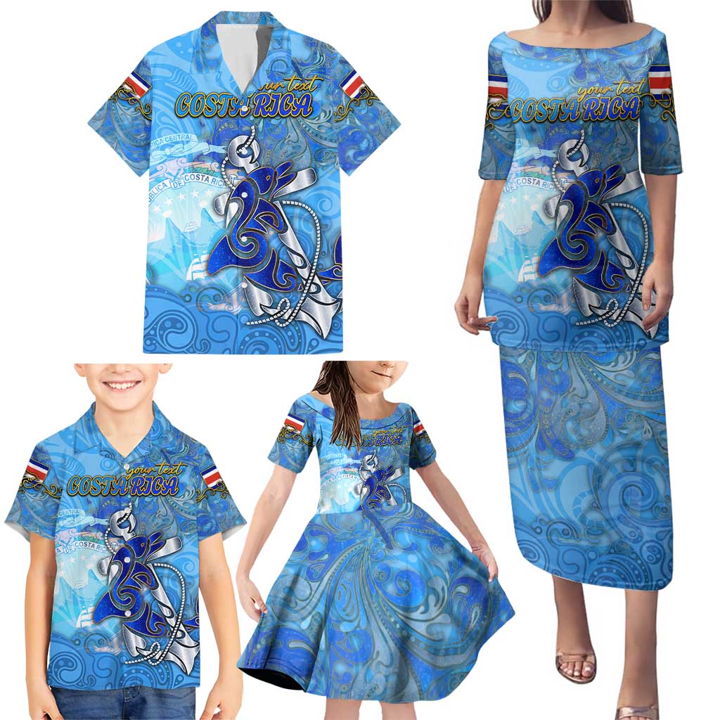 Ocean Spirit of Costa Rica Family Matching Puletasi and Hawaiian Shirt Anchored in Costa Rican Pride - Aussie Hoodie