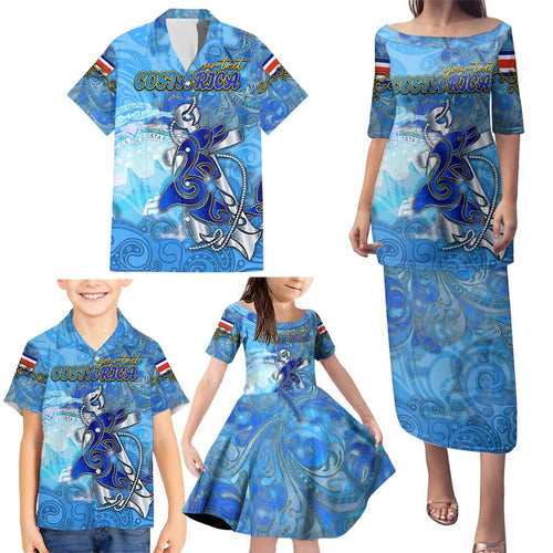 Ocean Spirit of Costa Rica Family Matching Puletasi and Hawaiian Shirt Anchored in Costa Rican Pride - Aussie Hoodie