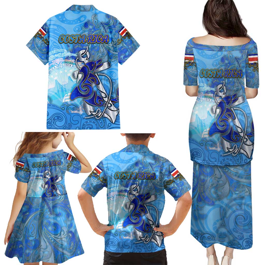 Ocean Spirit of Costa Rica Family Matching Puletasi and Hawaiian Shirt Anchored in Costa Rican Pride - Aussie Hoodie
