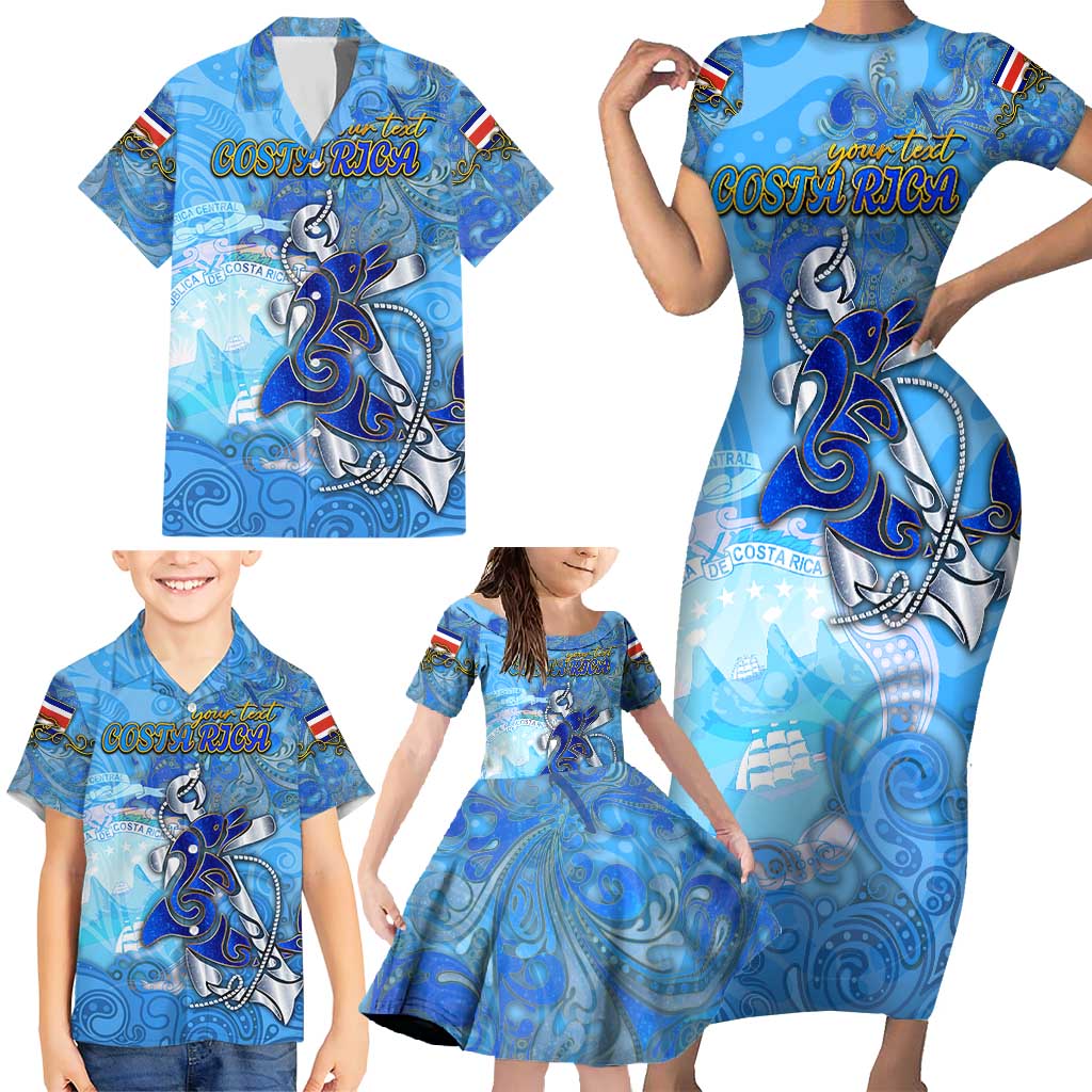 Ocean Spirit of Costa Rica Family Matching Short Sleeve Bodycon Dress and Hawaiian Shirt Anchored in Costa Rican Pride - Aussie Hoodie