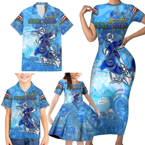 Ocean Spirit of Costa Rica Family Matching Short Sleeve Bodycon Dress and Hawaiian Shirt Anchored in Costa Rican Pride - Aussie Hoodie