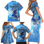 Ocean Spirit of Costa Rica Family Matching Short Sleeve Bodycon Dress and Hawaiian Shirt Anchored in Costa Rican Pride - Aussie Hoodie