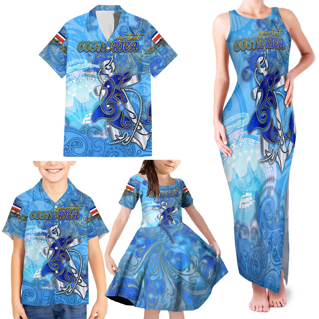 Ocean Spirit of Costa Rica Family Matching Tank Maxi Dress and Hawaiian Shirt Anchored in Costa Rican Pride - Aussie Hoodie