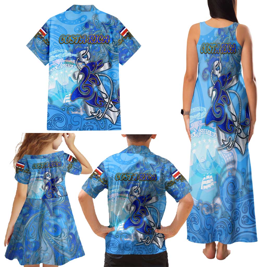 Ocean Spirit of Costa Rica Family Matching Tank Maxi Dress and Hawaiian Shirt Anchored in Costa Rican Pride - Aussie Hoodie