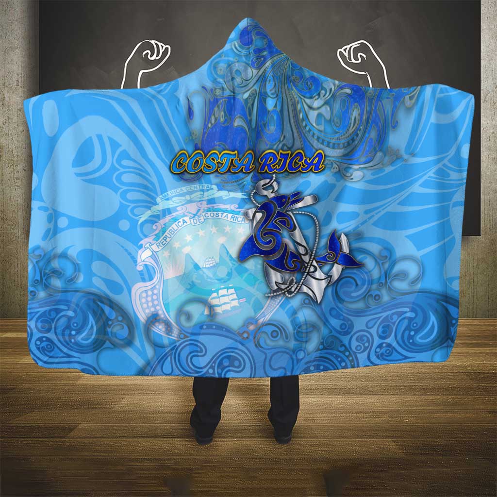 Ocean Spirit of Costa Rica Hooded Blanket Anchored in Costa Rican Pride - Aussie Hoodie