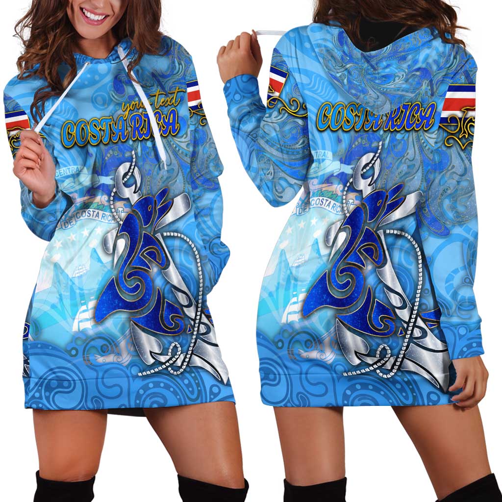 Ocean Spirit of Costa Rica Hoodie Dress Anchored in Costa Rican Pride - Aussie Hoodie