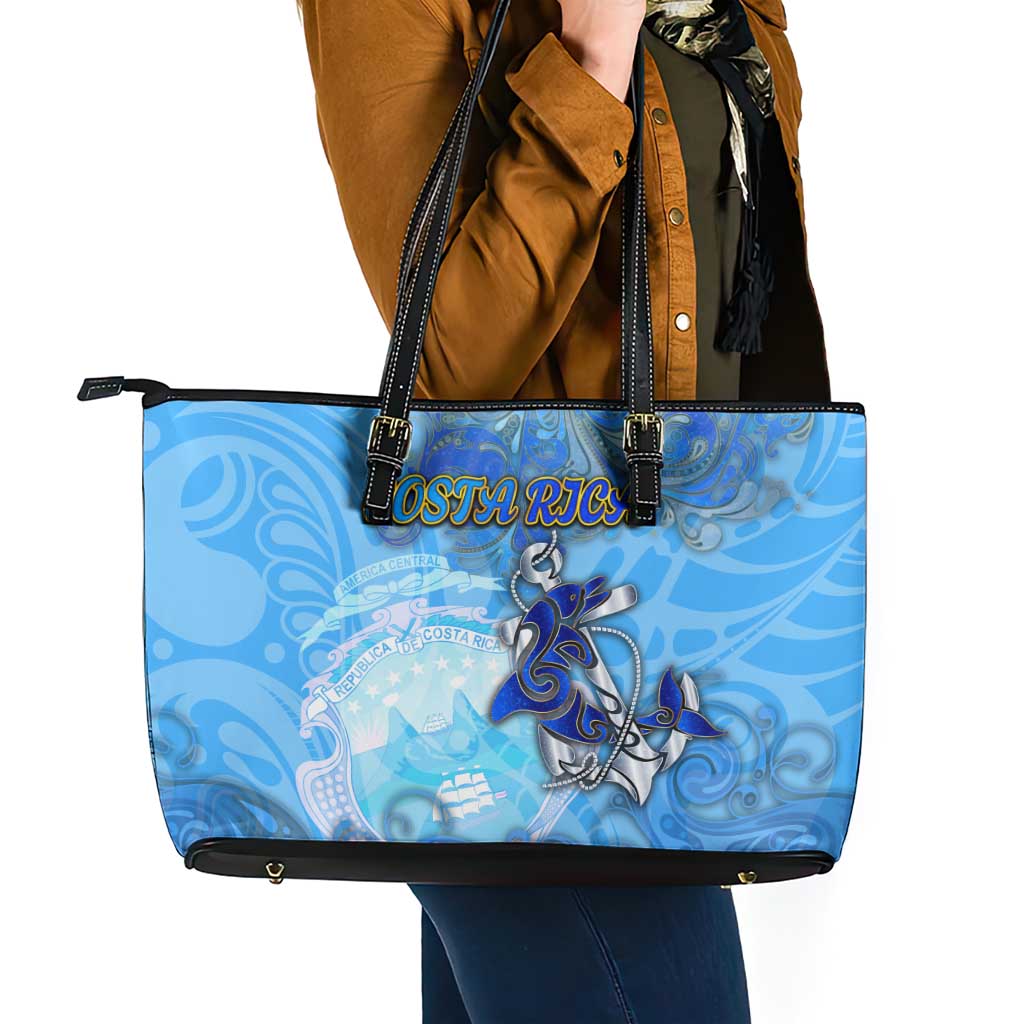 Ocean Spirit of Costa Rica Leather Tote Bag Anchored in Costa Rican Pride - Aussie Hoodie