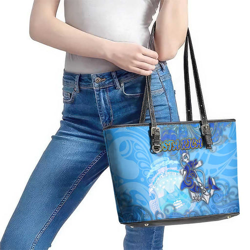 Ocean Spirit of Costa Rica Leather Tote Bag Anchored in Costa Rican Pride - Aussie Hoodie