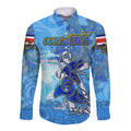 Ocean Spirit of Costa Rica Long Sleeve Button Shirt Anchored in Costa Rican Pride - Aussie Hoodie
