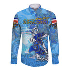 Ocean Spirit of Costa Rica Long Sleeve Button Shirt Anchored in Costa Rican Pride - Aussie Hoodie