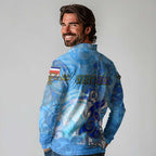 Ocean Spirit of Costa Rica Long Sleeve Polo Shirt Anchored in Costa Rican Pride - Aussie Hoodie