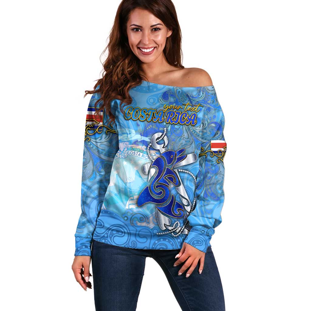Ocean Spirit of Costa Rica Off Shoulder Sweater Anchored in Costa Rican Pride - Aussie Hoodie