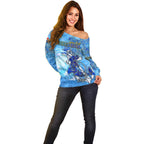 Ocean Spirit of Costa Rica Off Shoulder Sweater Anchored in Costa Rican Pride - Aussie Hoodie