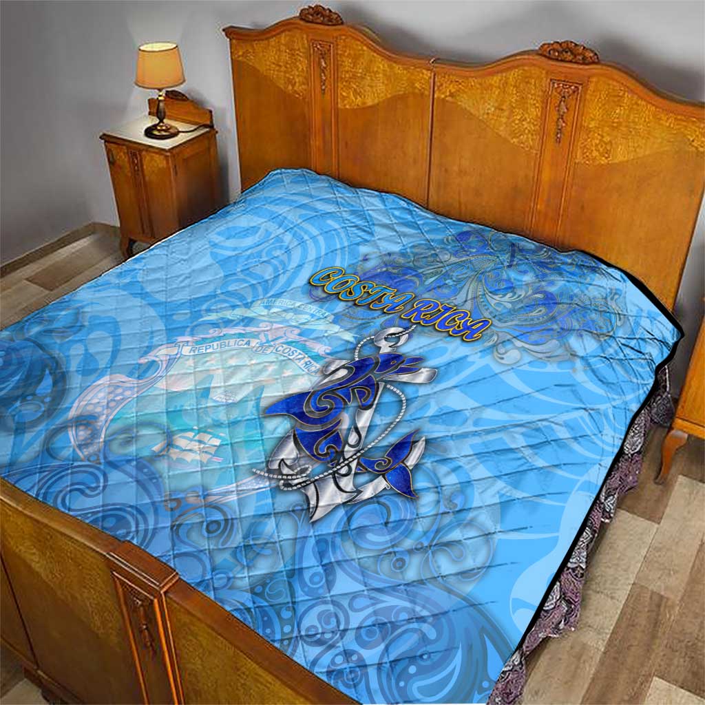 Ocean Spirit of Costa Rica Quilt Anchored in Costa Rican Pride - Aussie Hoodie