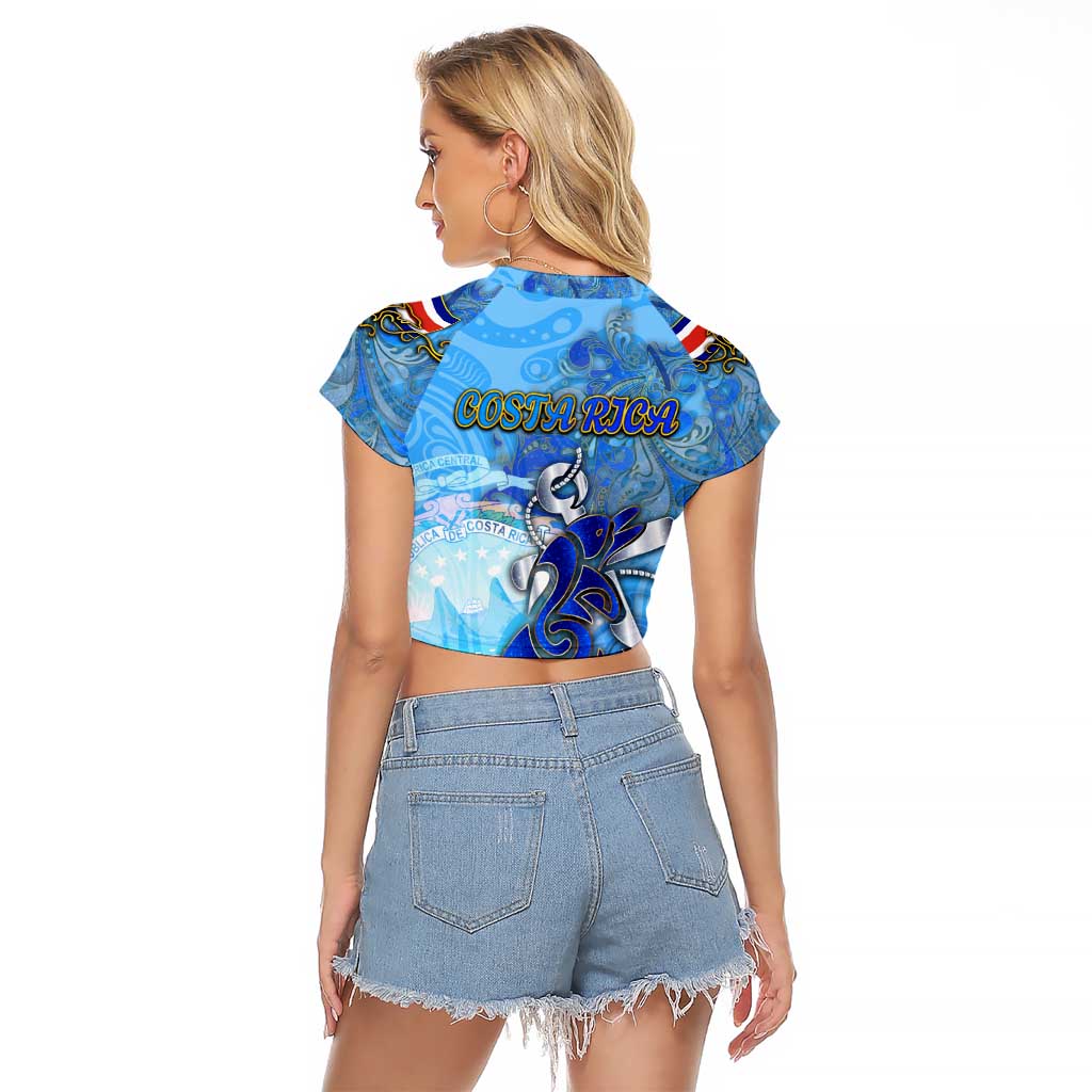 Ocean Spirit of Costa Rica Raglan Cropped T Shirt Anchored in Costa Rican Pride - Aussie Hoodie
