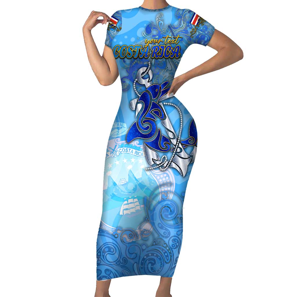 Ocean Spirit of Costa Rica Short Sleeve Bodycon Dress Anchored in Costa Rican Pride - Aussie Hoodie