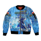 Ocean Spirit of Costa Rica Sleeve Zip Bomber Jacket Anchored in Costa Rican Pride - Aussie Hoodie