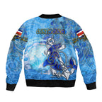 Ocean Spirit of Costa Rica Sleeve Zip Bomber Jacket Anchored in Costa Rican Pride - Aussie Hoodie