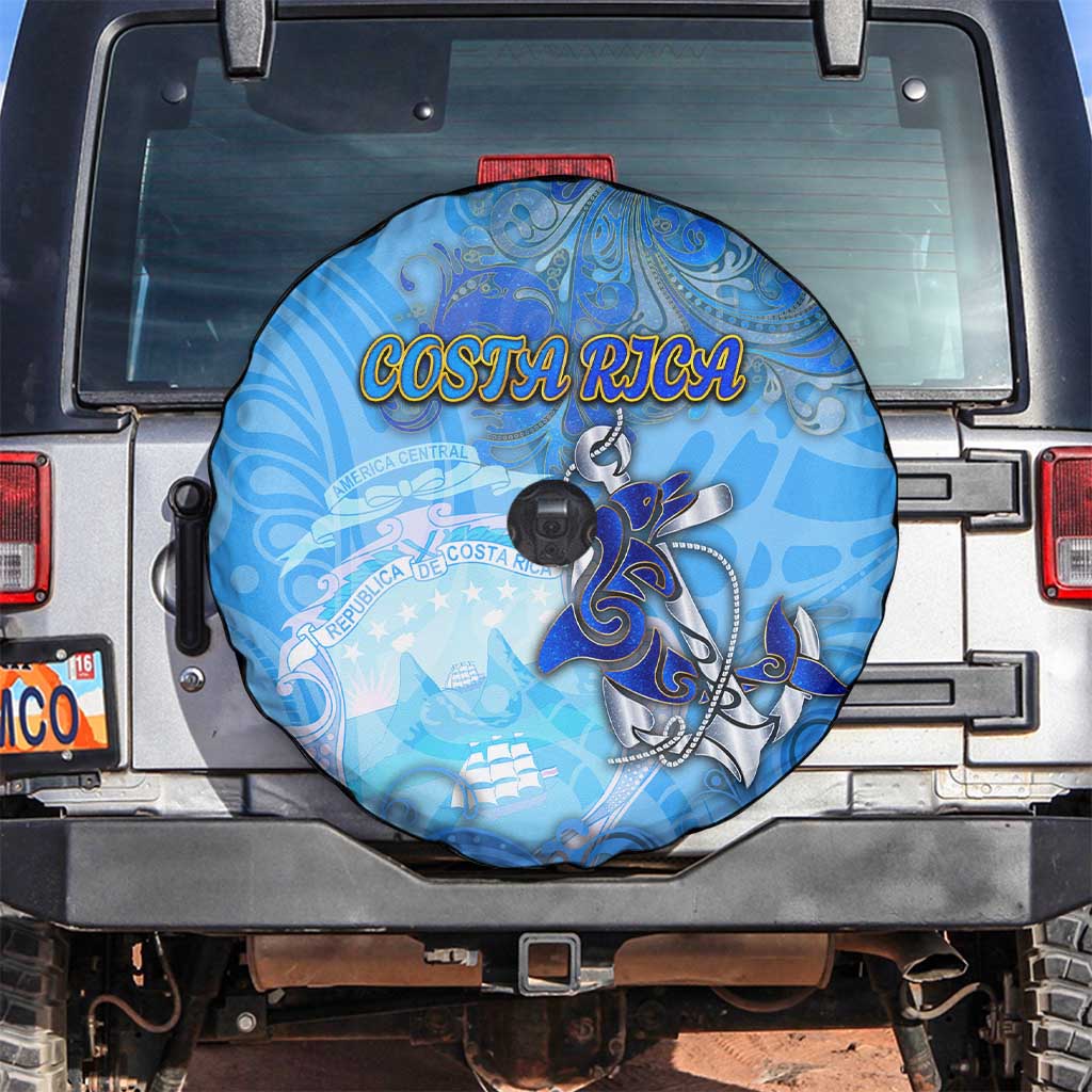 Ocean Spirit of Costa Rica Spare Tire Cover Anchored in Costa Rican Pride - Aussie Hoodie