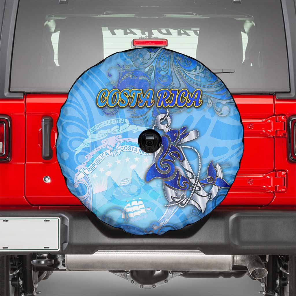 Ocean Spirit of Costa Rica Spare Tire Cover Anchored in Costa Rican Pride - Aussie Hoodie