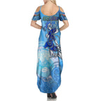 Ocean Spirit of Costa Rica Summer Maxi Dress Anchored in Costa Rican Pride - Aussie Hoodie