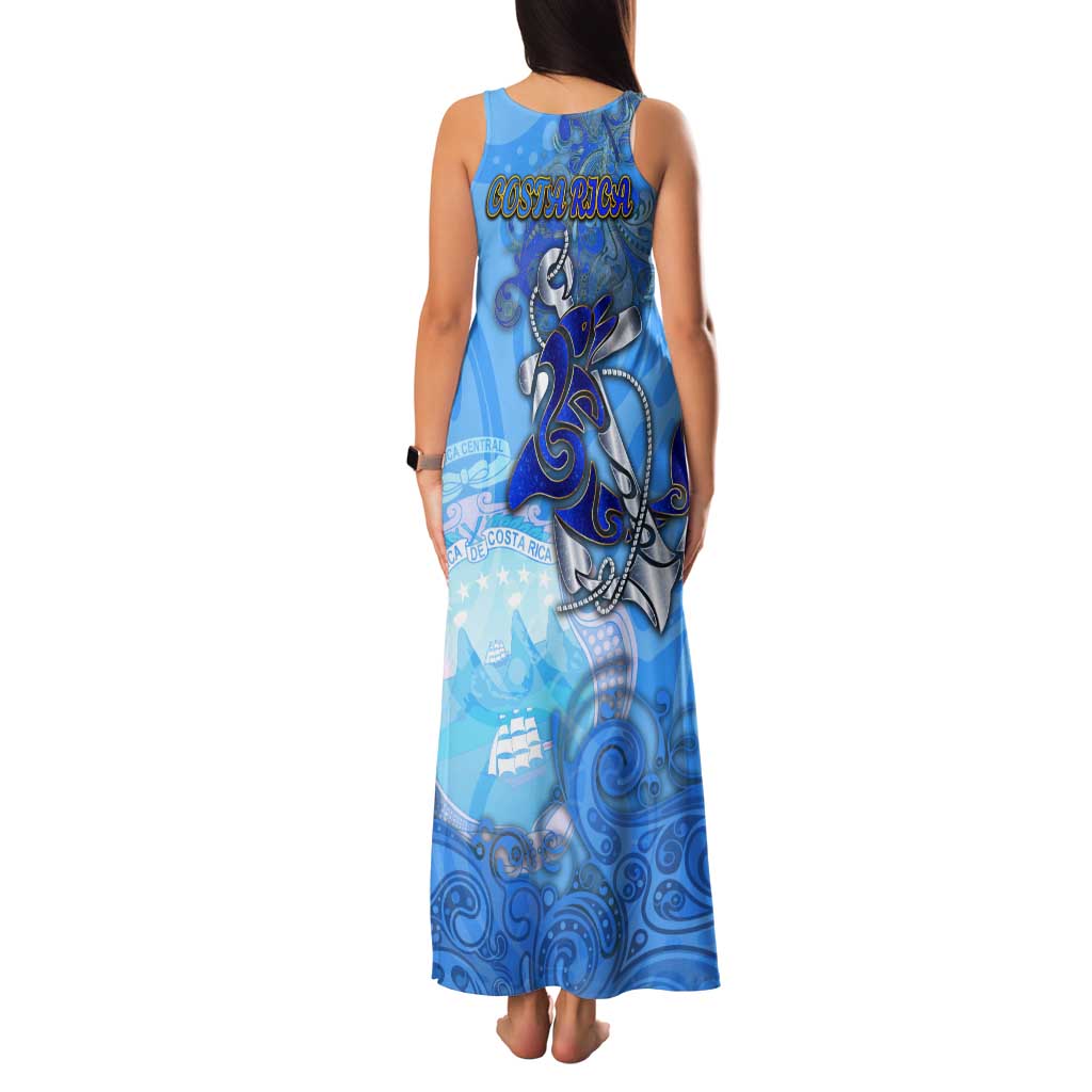 Ocean Spirit of Costa Rica Tank Maxi Dress Anchored in Costa Rican Pride - Aussie Hoodie