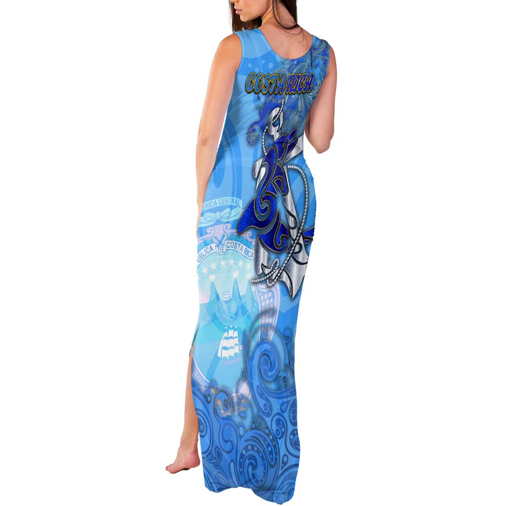 Ocean Spirit of Costa Rica Tank Maxi Dress Anchored in Costa Rican Pride - Aussie Hoodie