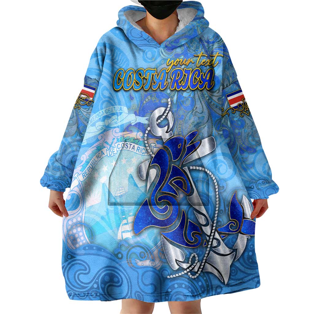 Ocean Spirit of Costa Rica Wearable Blanket Hoodie Anchored in Costa Rican Pride - Aussie Hoodie