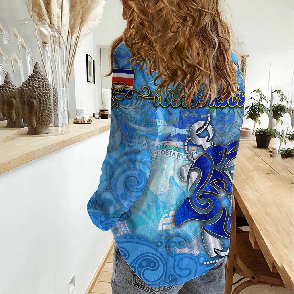 Ocean Spirit of Costa Rica Women Casual Shirt Anchored in Costa Rican Pride - Aussie Hoodie