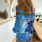 Ocean Spirit of Costa Rica Women Casual Shirt Anchored in Costa Rican Pride - Aussie Hoodie